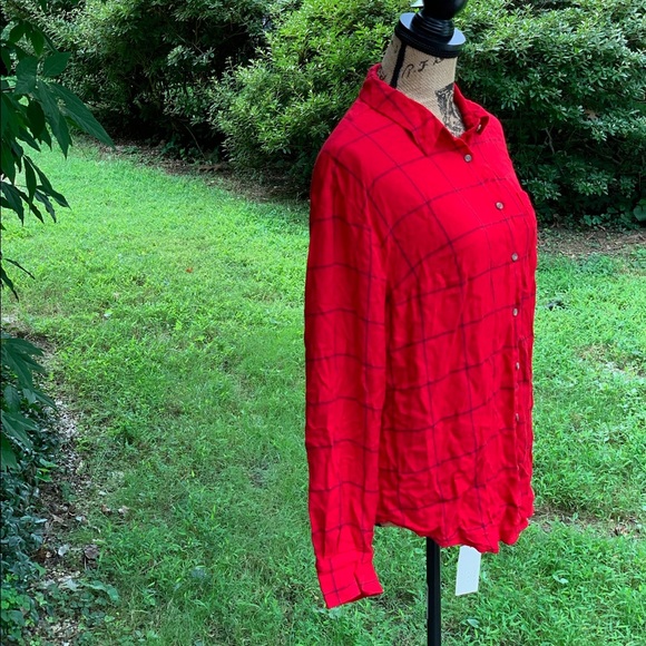 a.n.d eawy red and black button down long sleeve shirt size L - Picture 3 of 10